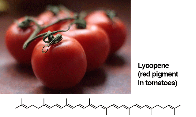 tomatoes with picture of lycopene pigment