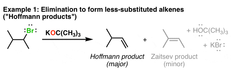 elimination-of-alkyl-halide-to-give-less-substituted-alkene-using-potassium-tert-butoxide