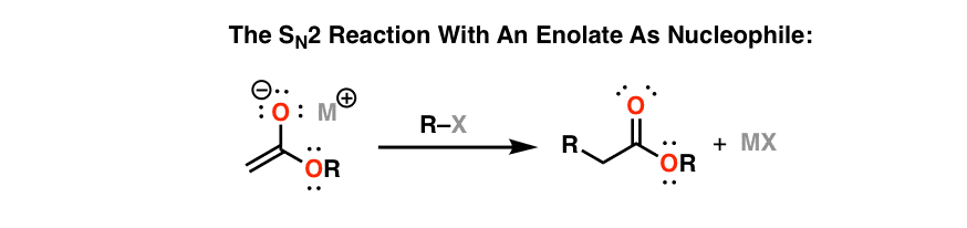sn2 reaction of enolates with alkyl halides giving enolate alkylation