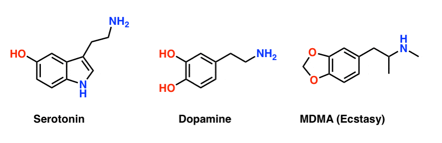 structures-of-serotonin-dopamine-and-mdma-ecstasy