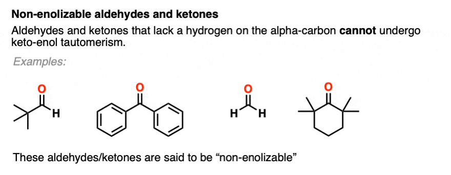 non enolizable aldehydes and ketones