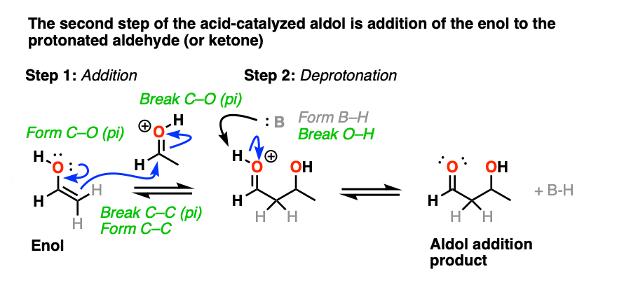 mechanism of acid catalyzed aldol addition to protonated aldehyde