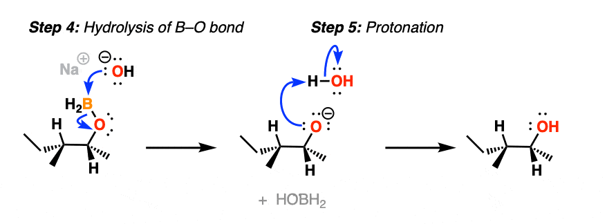 basic hydrolysis steps in hydroboration oxidation formation of final alcohol