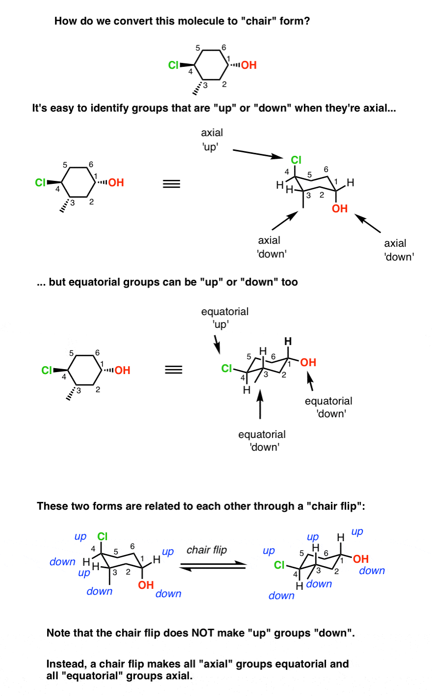 Cyclohexane Chairs Equatorial Groups Can Be Up Or Down Too