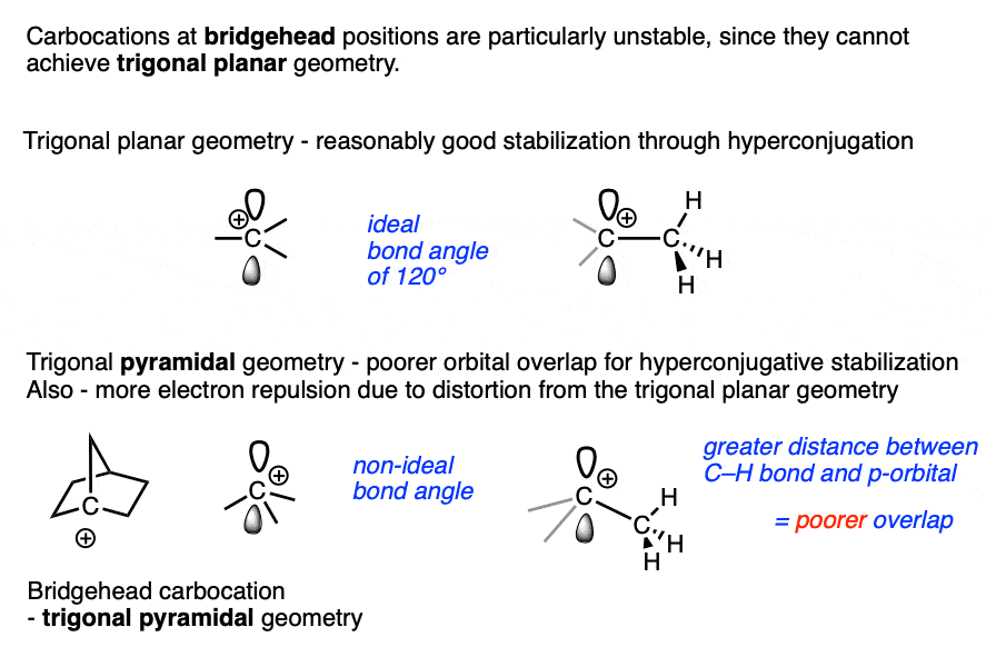 bridgehead carbocations are less stable