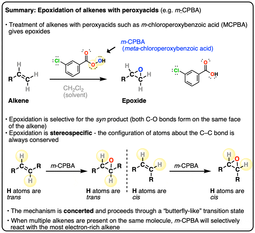 summary-epoxidation of alkenes with mcpba peroxyacids