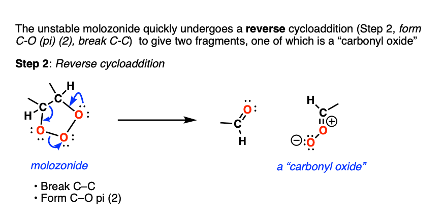 step 2 of ozonolysis of alkenes is a reverse cycloaddition to give carbonyl and carbonyl oxide