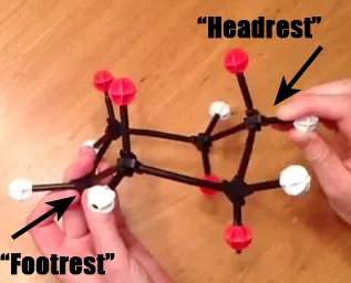 cyclohexane chair headrest and footrest mirror image