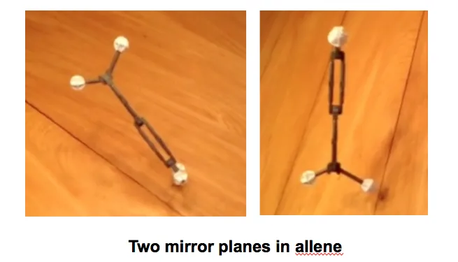 allene two mirror planes at 90 degrees to each other achiral