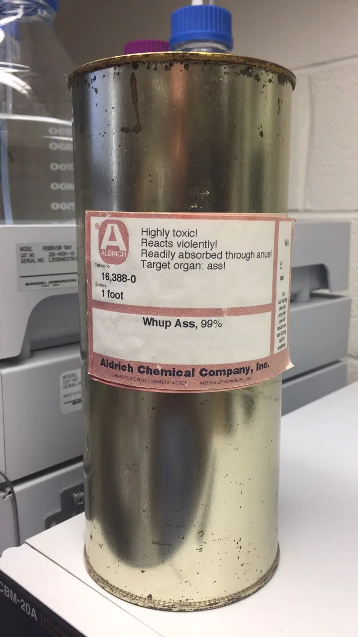 -can of aldrich whup ass 98 per cent contents one foot