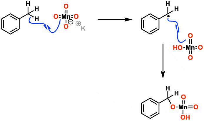 benzylic-oxidation-with-kmno4-proposed-mechanistic-process-using-homolytic-dissocation-of-c-h-bond-followed-by-internal-return