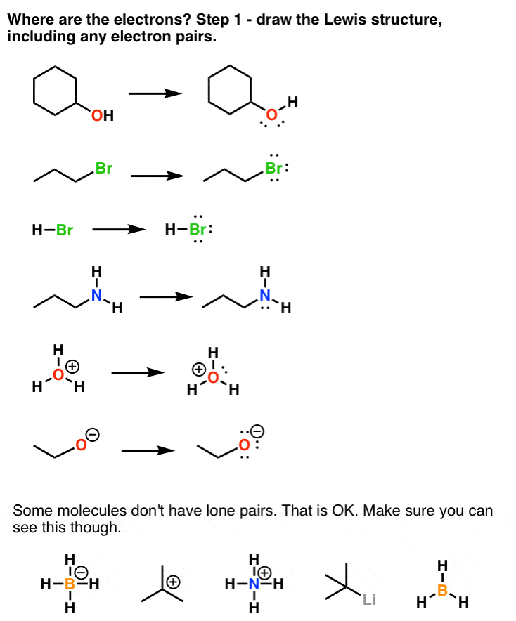 draw-lewis-structures-of-alcohols-hbr-propyl-bromide-hidden-lone-pairs