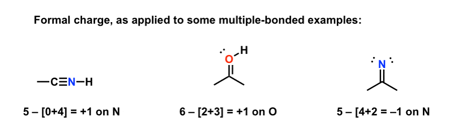formal-charge-applied-to-some-multiple-bonded-examples-protonated-nitrile-protonate-ketone-imine