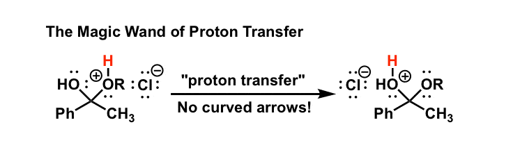 example of proton transfer drawn with no arrows
