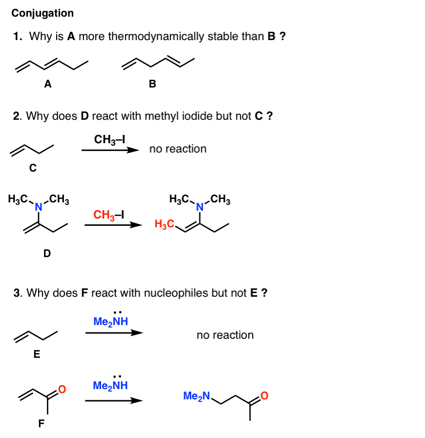 questions that come up in organic chemistry 2 conjugation enamine reactions aldehydes ketones