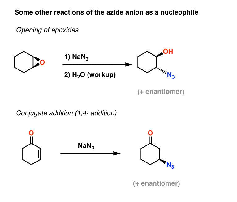 eactions of the azide anion as a nucleophile opening of epoxides conjugate addition
