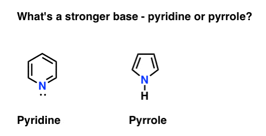 quiz - what is stronger base pyridine or pyrrole