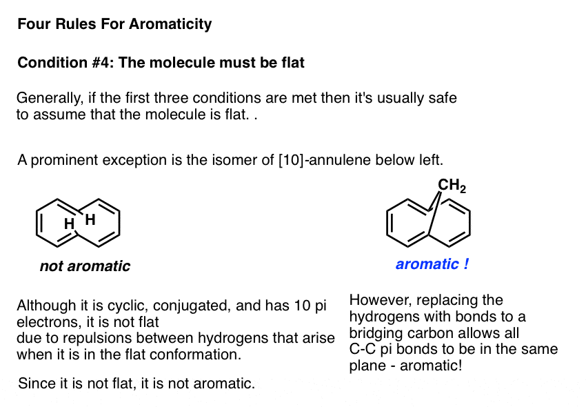 molecule must be flat isomer of 10 annulene is aromatic ring currents