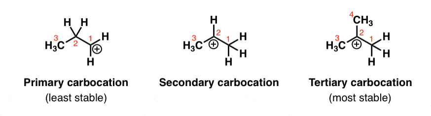 carbocation stability tertiary > secondary > primary for rearrangement