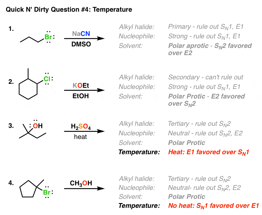 comparing sn1 sn2 e1 e2 reactions if heat is indicated reaction f...