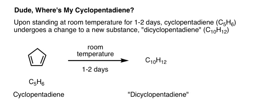 cyclopentadiene cannot be purchased it exists as a dimer dicyclopentadiene