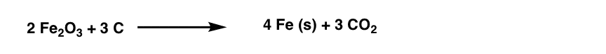 formula for reduction of iron oxide with carbon giving iron metal and carbon dioxide reduction is called reduction because weight of solid iron is always less than the ore