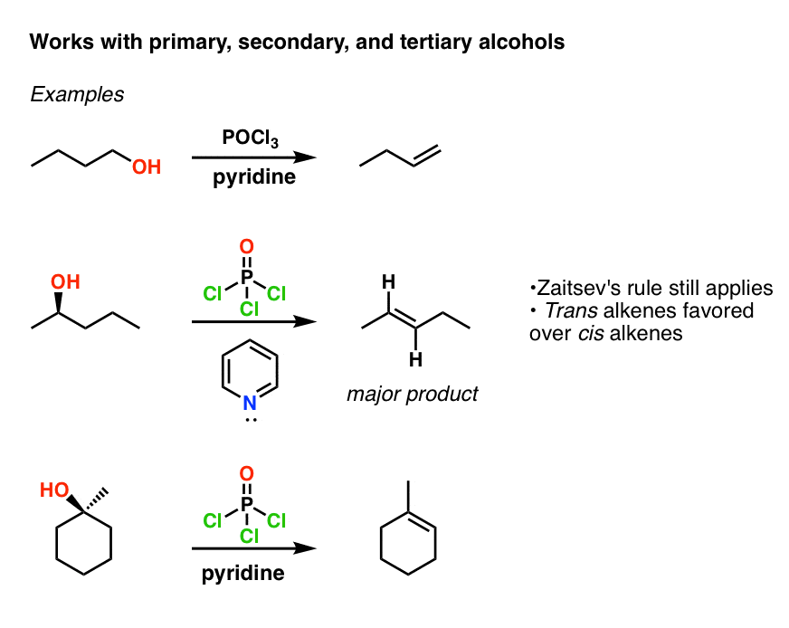 pocl3 to give elimination reactions of alcohols examples of alkenes that ar...