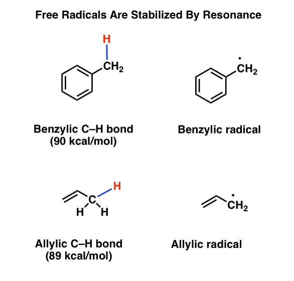 allylic-and-benzylic-C–H-bond-strengths-about-89-or-90-kcal-per-mole-stabilized-radicals.