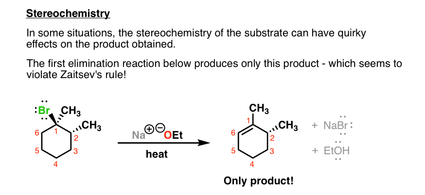 e2 reaction has strict stereochemistry requirements anti hydrogen and bromine