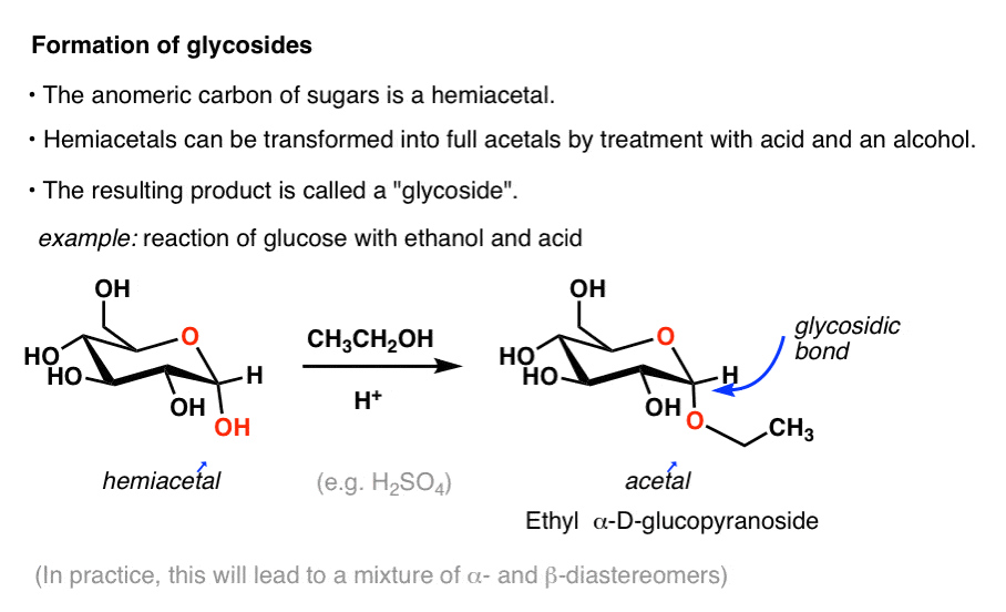 formation-of-glycosides-from-sugar-hemiacetals-and-acid-and-an-alcoho