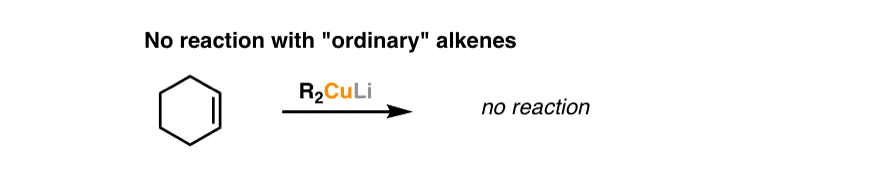 gilman reagents do not react with ordinary alkenes no reaction
