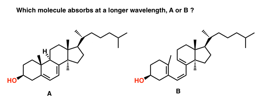 practice problem which molecule absorbs at longer wavelength vitamin d longer conjugation length