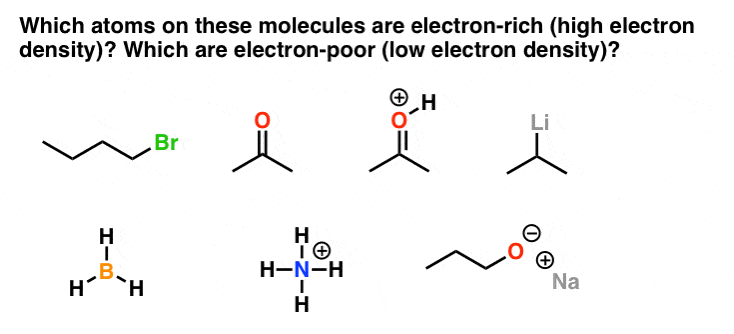 which-atoms-are-electron-rich-with-high-electron-density-and-which-atoms-are-electron-poor-with-low-electron-density