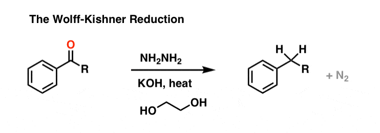 wolff kishner reduction of ketones using hydrazine and koh in ethylene glycol