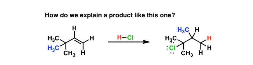 addition of hcl to alkene with rearrangement reaction alkyl shift