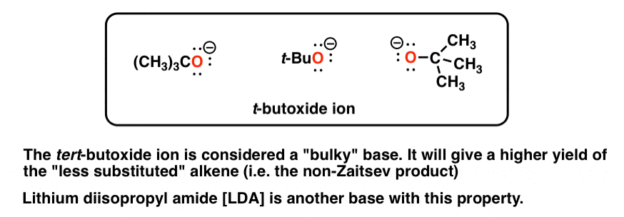 bulky base structure tertbutoxide drawn various ways also lda lithium diisopropylamide