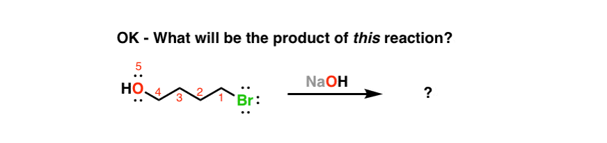 sodium hydroxide as base with alcohol alkyl halide leading to cyclic ether