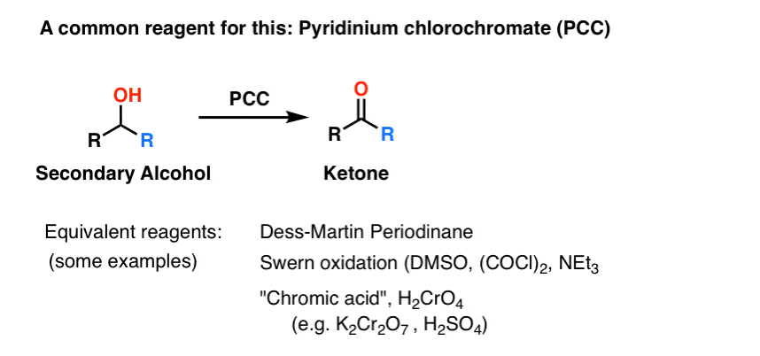 معرف رایج برای تبدیل الکل ثانویه به کتون pcc پیریدینیوم کلروکرومات نیز سوئرن دس مارتین است.