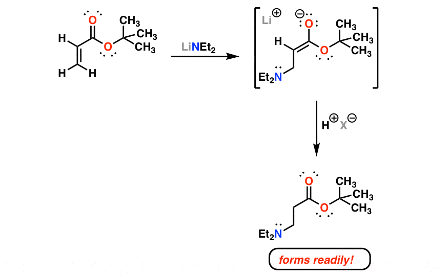 conjugate addition of lithium diethyl amide on alpha begta unsaturated ester