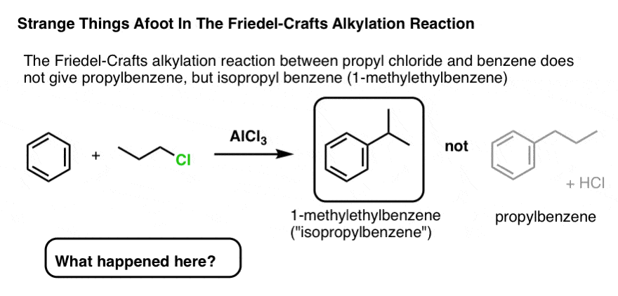 example of rearrangement of alkyl halide in the friedel crafts alkylation reaction