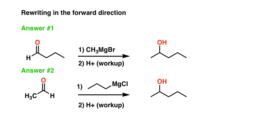 once the grignard is planned in the reverse direction now plan grignard plus aldehyde in the forward direction