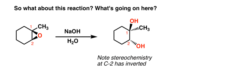 opening of epoxide with naoh notice that attack happened at c2 since naoh is sn2 reaction with epoxide