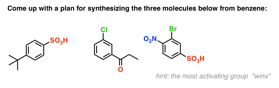 quiz for synthesis of three aromatic compounds from benzene