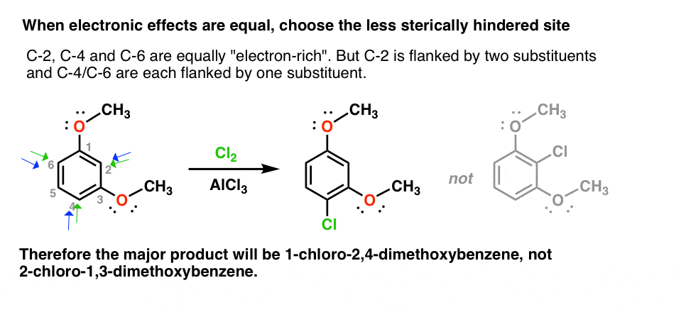 when electronic effects are equal choose the less sterically hindered site