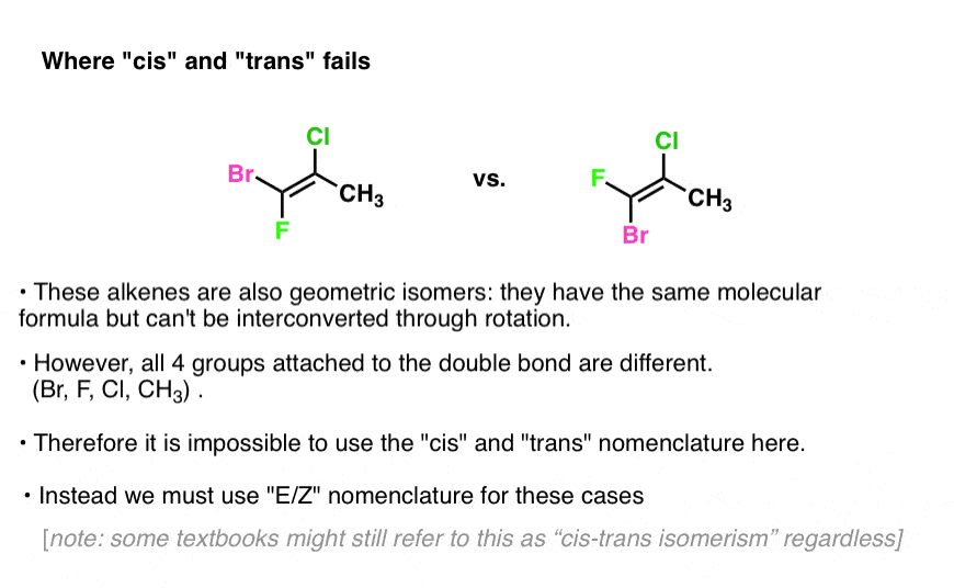 E And Z Notation For Alkenes Cis Trans Master Organic Chemistry