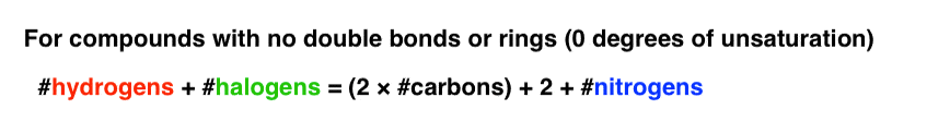 formula for compound with no double bonds or rings formula for index of hydrogen deficiency is here try cadaverine c5h14n2