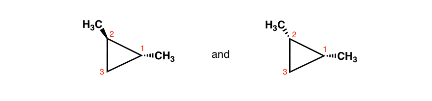 -trans-1-2-dimethylcyclopropane-and-cis-dimethylcyclopropane-could-be-looked-at-from-either-side-and-are-still-the-same-thing