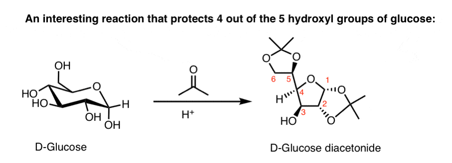 -treatment-of-d-glucose-with-acetone-and-acid-results-in-diacetonide-with-unprotected-C-3-hydroxyl-group