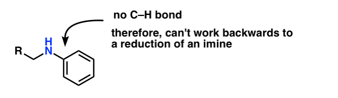 cant make aniline c-n bonds through reductive amination must use buchwald hartwig