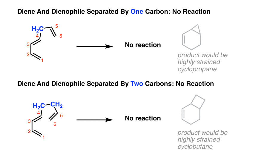 for-an-intramolecular-diels-alder-reaction-to-occur-the-tether-length-must-be-longer-than-1-or-2-carbons